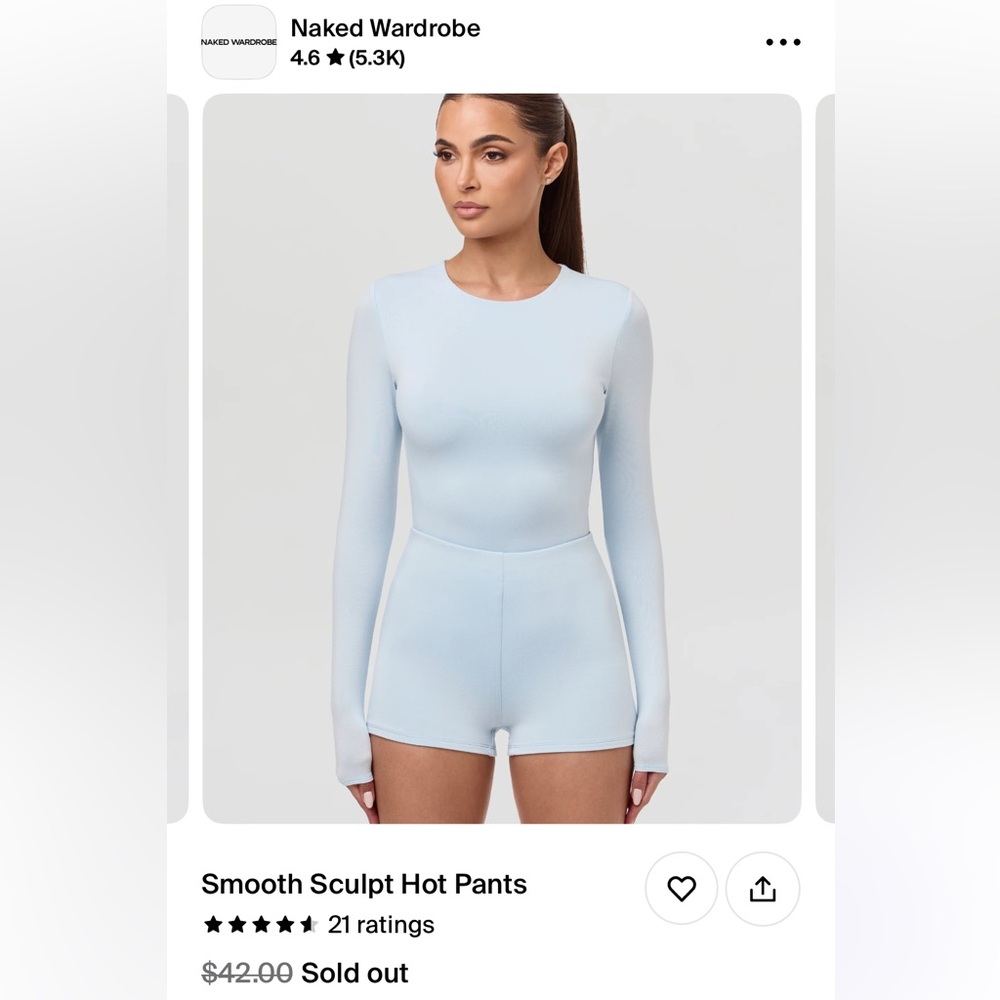 Naked Wardrobe High Waist Shorts and Bodysuit Set BRAND NEW OUT OF STOCK
